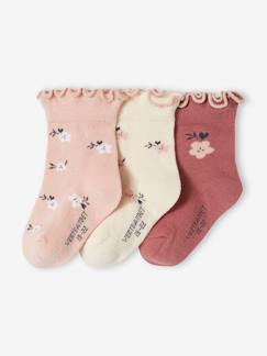 -Lot de 3 paires de chaussettes "fleurs" bébé fille