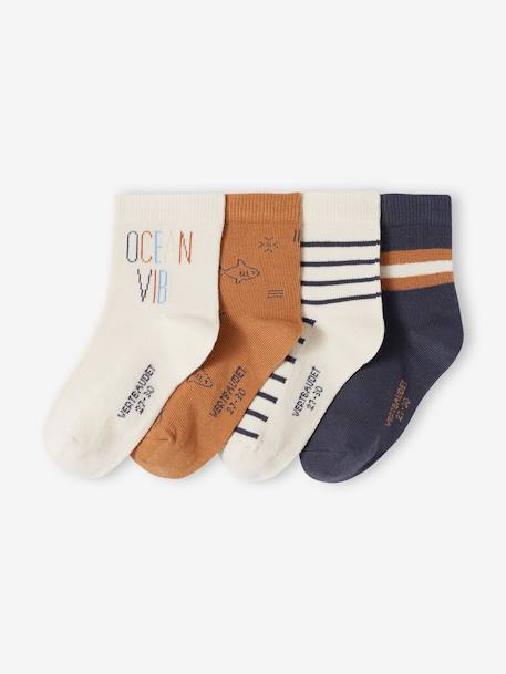 Lot de 4 paires de mi-chaussettes dune garçon blanc chiné 1 - vertbaudet enfant 