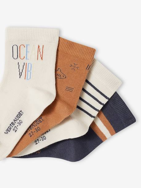 Lot de 4 paires de mi-chaussettes dune garçon blanc chiné 2 - vertbaudet enfant 