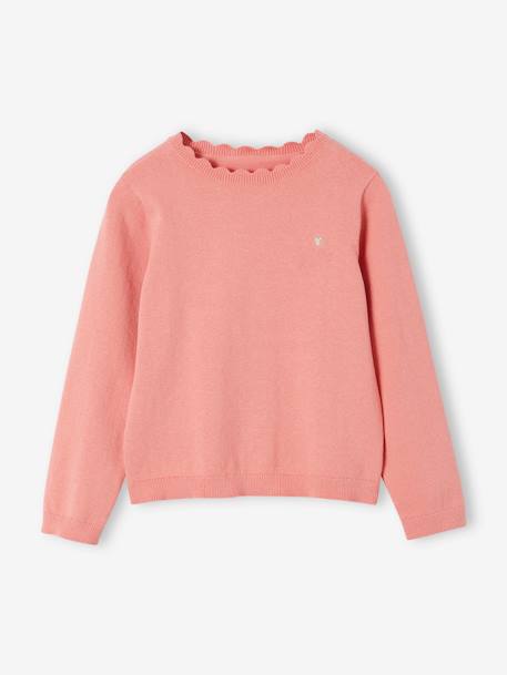 Pull BASICS personnalisable fille abricot+bois de rose+marine+moutarde+rose bonbon+vert de gris 5 - vertbaudet enfant 