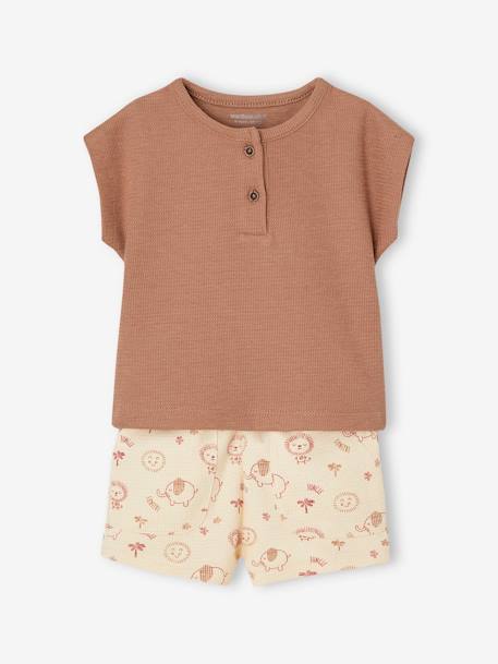 Ensemble naissance : T-shirt tunisien + short bébé moka 1 - vertbaudet enfant 