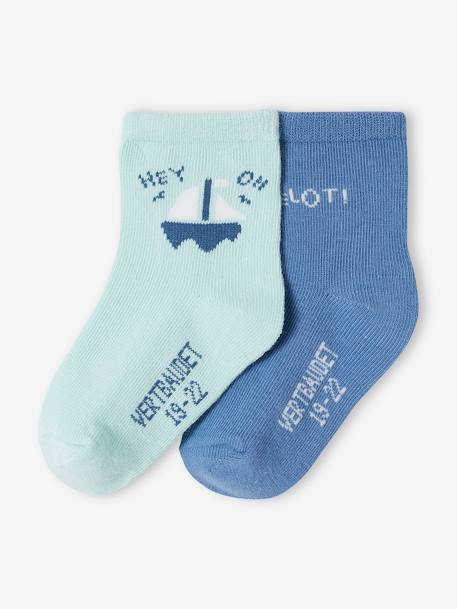 Lot de 2 paires de chaussettes 'matelot' bébé garçon bleu 1 - vertbaudet enfant 