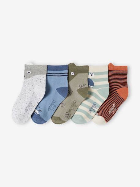 Lot de 5 paires de chaussettes animaux garçon  - vertbaudet enfant