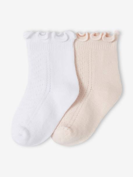 Lot de 2 paires de chaussettes cérémonie bébé fille framboise 1 - vertbaudet enfant 