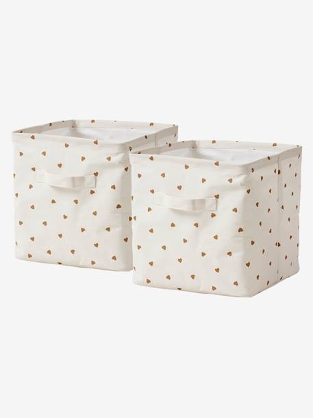 Lot de 2 bacs de rangement essentiels blanc imprimé+vert imprimé 2 - vertbaudet enfant 