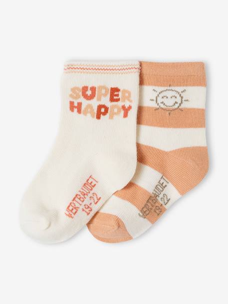 Lot de 2 paires de chaussettes 'cabanon' bébé garçon écru 1 - vertbaudet enfant 