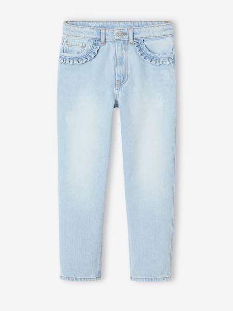 Jean droit Morpho fille Tour de hanches large denim bleached+stone 1 - vertbaudet enfant 