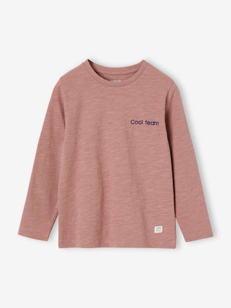 T-shirt couleur Basics personnalisable garçon manches longues Bleu+bois de rose+ECRU+marine+vert 11 - vertbaudet enfant 