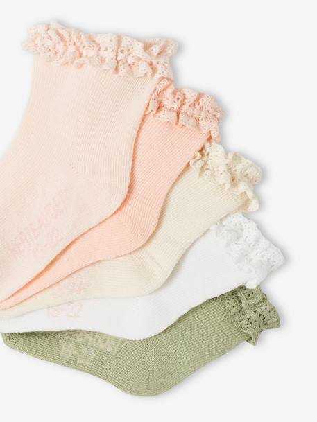 Lot de 5 paires de mi-chaussette bébé fille pêche 2 - vertbaudet enfant 