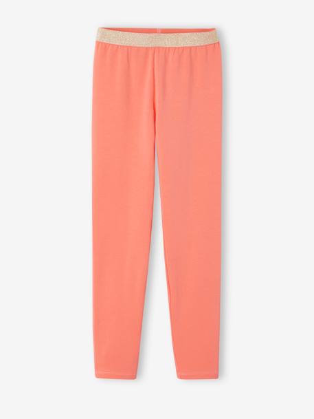 Legging uni fille élastique irisé BASICS corail+pêche+vert émeraude 1 - vertbaudet enfant 