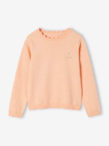 Pull BASICS personnalisable fille abricot+bois de rose+jaune pastel+marine 2 - vertbaudet enfant 