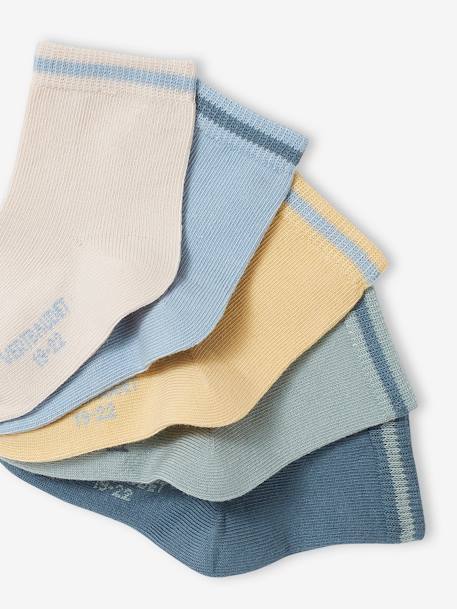 Lot de 5 paires de chaussettes colorées bébé garçon bleu grisé 2 - vertbaudet enfant 