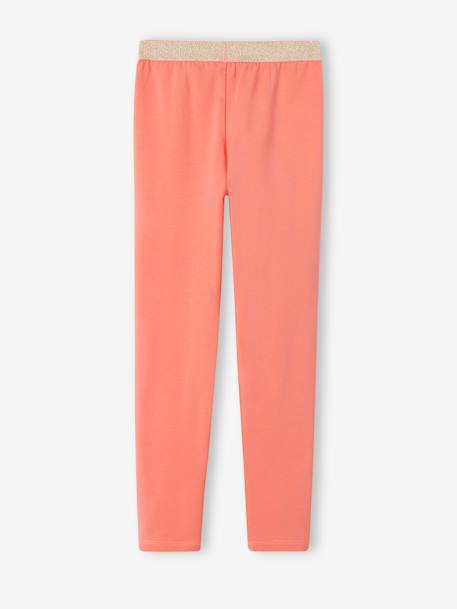 Legging uni fille élastique irisé BASICS corail+pêche+vert émeraude 2 - vertbaudet enfant 