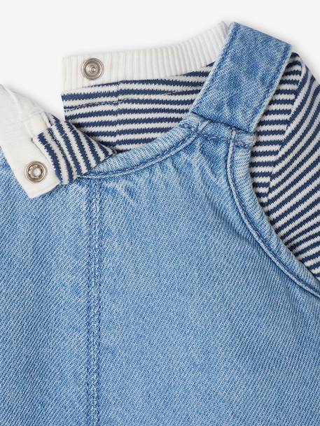 Ensemble naissance : salopette courte, body et bob bébé denim bleached 7 - vertbaudet enfant 