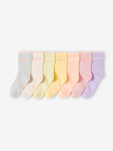 Fille-Sous-vêtement-Lot de 7 paires de chaussettes fille semainier