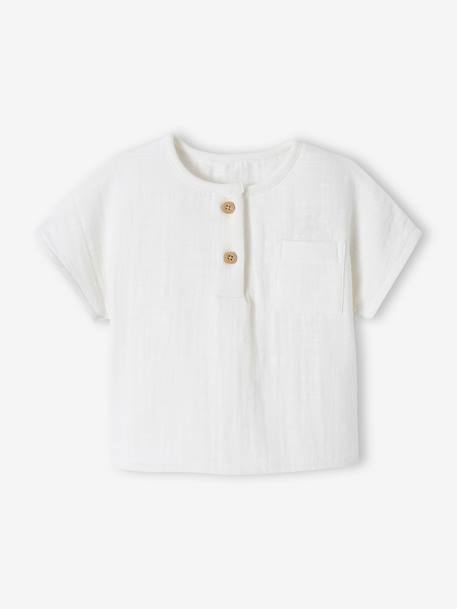 Blouse tunisienne en gaze de coton naissance personnalisable écru 1 - vertbaudet enfant 