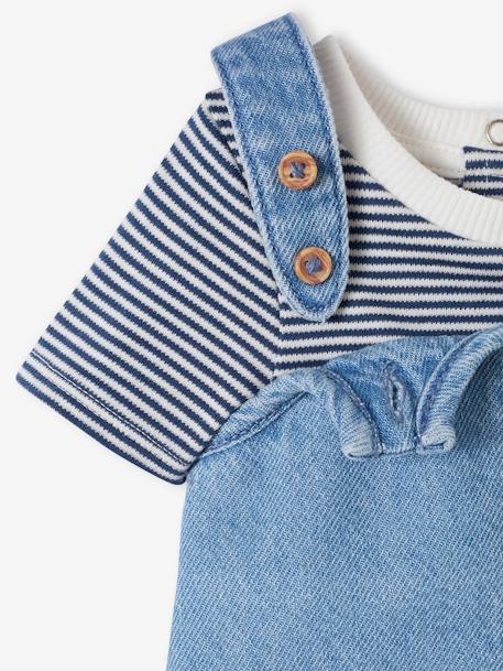 Ensemble naissance : salopette courte, body et bob bébé denim bleached 6 - vertbaudet enfant 