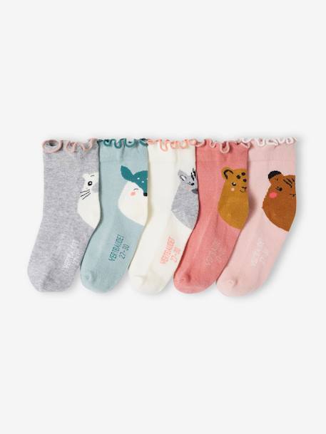 Lot de 5 paires de chaussettes à pois fille bois de rose 1 - vertbaudet enfant 