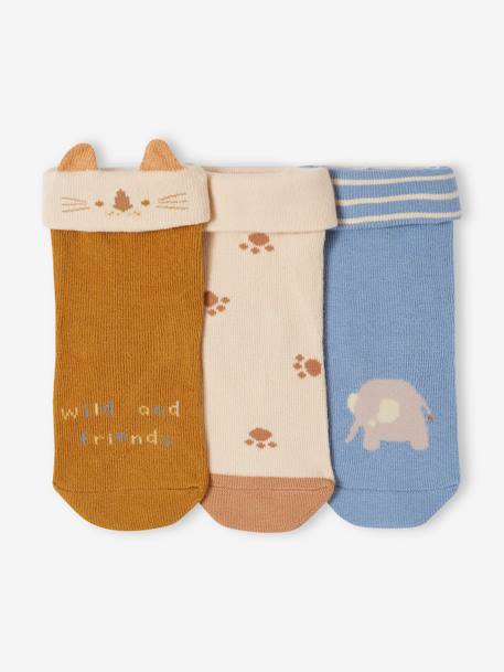 Lot de 3 paires de chaussettes 'animaux' bébé bleu grisé 2 - vertbaudet enfant 