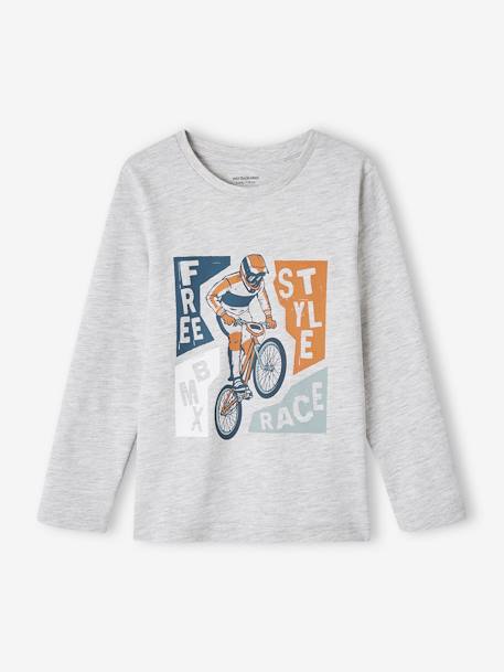 T-shirt motif graphique placé bleu ciel+gris chiné 4 - vertbaudet enfant 