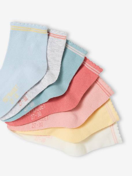 Lot de 7 paires de mi-chaussettes fille BASICS abricot 2 - vertbaudet enfant 