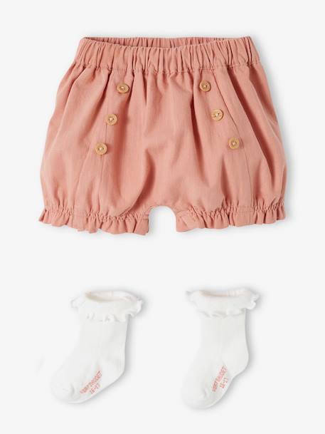 Ensemble cérémonie bloomer et chaussettes naissance rose 2 - vertbaudet enfant 