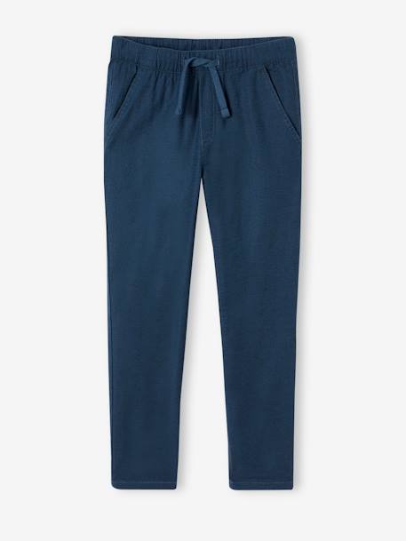 Pantalon léger garçon en coton/lin bleu nuit+noisette+vert sauge 2 - vertbaudet enfant 