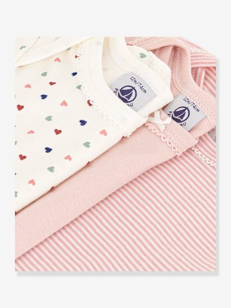 Lot 3 bodies manches courtes mini coeurs PETIT BATEAU vieux rose 3 - vertbaudet enfant 