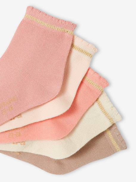 Lot de 5 paires de chaussettes avec détails scintillants bébé fille BASICS rose+rose pâle 4 - vertbaudet enfant 