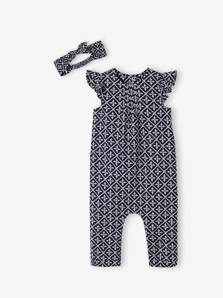 Bébé-Ensemble combinaison + bandeau imprimés bébé fille