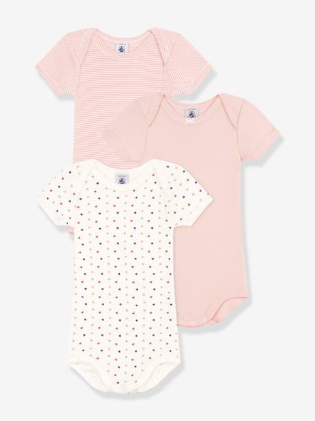 Bébé-Lot 3 bodies manches courtes mini coeurs PETIT BATEAU