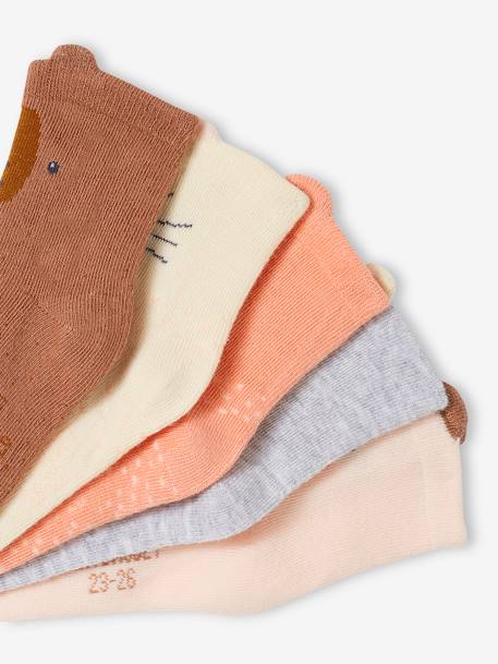 Lot de 5 paires de chaussettes 'animaux' bébé rose 3 - vertbaudet enfant 