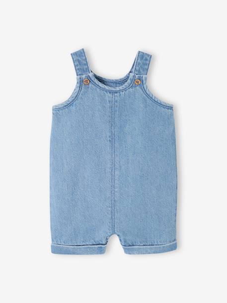 Ensemble naissance : salopette courte, body et bob bébé denim bleached 3 - vertbaudet enfant 