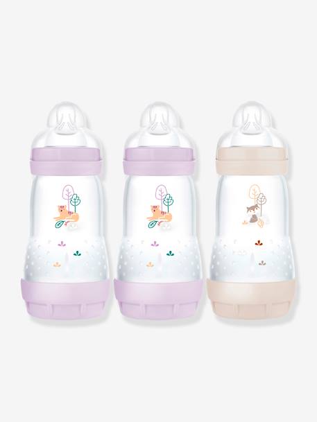 Lot de 3 biberons 260 ml MAM Easy Start anti-colique Nature Guardian 2 lilas + 1 sable+2 océan + 1 sable 1 - vertbaudet enfant 