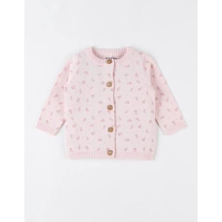 Cardigan imprimé végétal en tricot fin BEIGE+ROSE 6 - vertbaudet enfant 