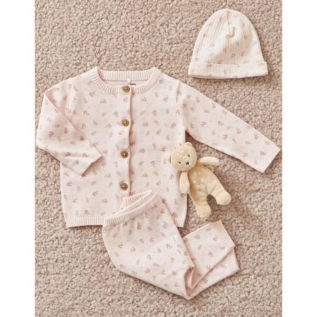 Cardigan imprimé végétal en tricot fin BEIGE+ROSE 5 - vertbaudet enfant 