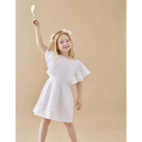 Robe manches courtes volants avec lurex BLANC 1 - vertbaudet enfant 