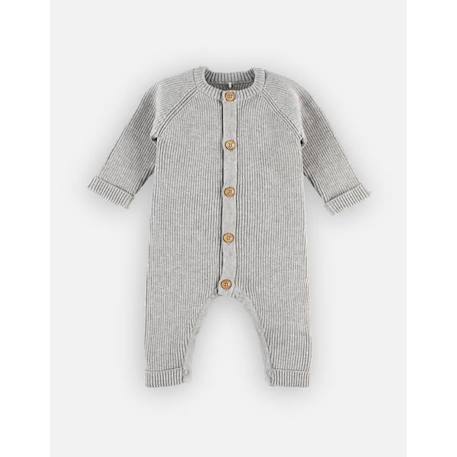 Combinaison en tricot GRIS+ROSE 2 - vertbaudet enfant 