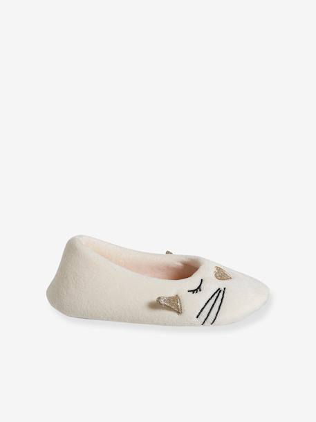 Chaussons ballerine intérieur velours enfant écru 3 - vertbaudet enfant 