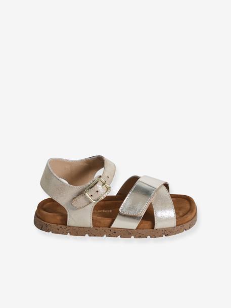 Sandales ouvertes cuir enfant or 2 - vertbaudet enfant 