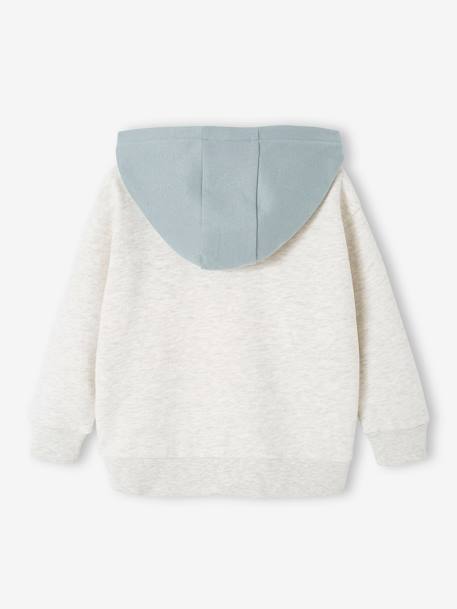 Sweat zippé à capuche sport color block garçon gris chiné+vert d'eau 5 - vertbaudet enfant 