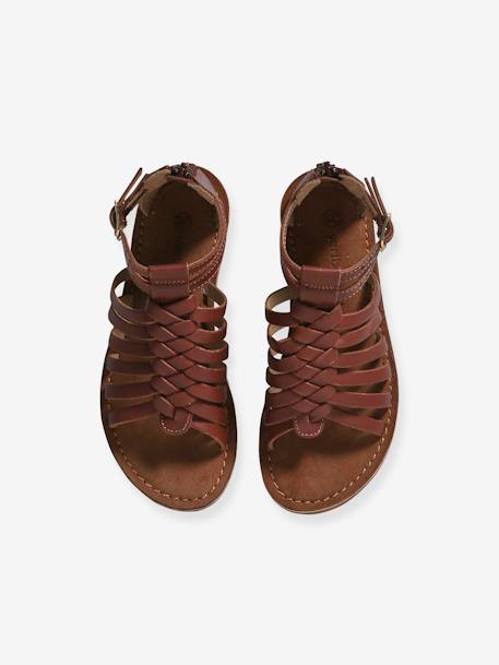 Sandales esprit spartiates cuir enfant marron 4 - vertbaudet enfant 