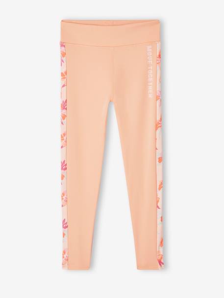 Fille-Pantalon-Legging technique sport fille bandes côtés motifs fleurs