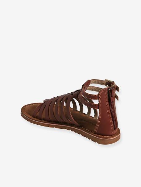 Sandales esprit spartiates cuir enfant marron 3 - vertbaudet enfant 