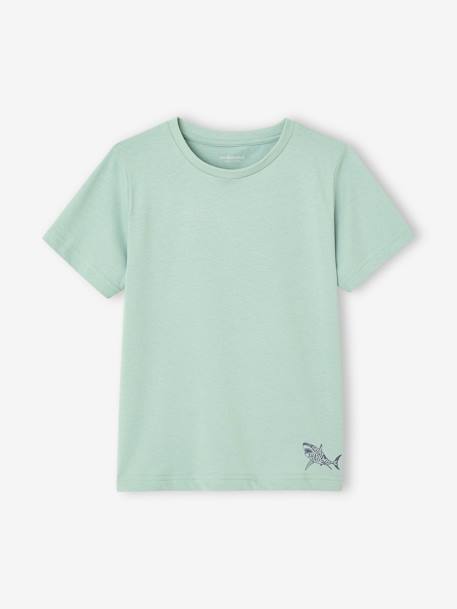 Lot de 3 T-shirts Basics garçon manches courtes blanc chiné+bleu azur+cappuccino+lot jaune+vert+vert d'eau 11 - vertbaudet enfant 