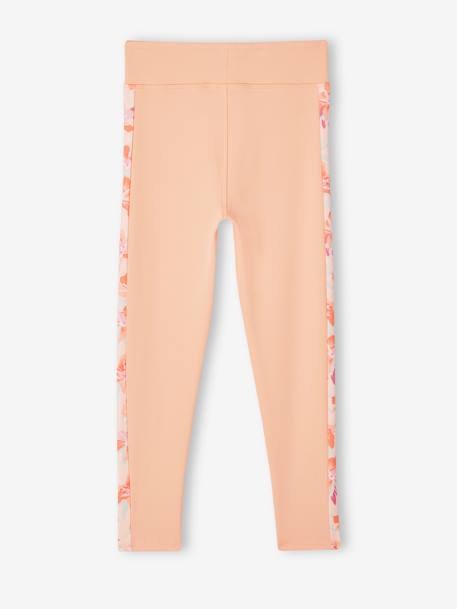 Legging technique sport fille bandes côtés motifs fleurs corail 2 - vertbaudet enfant 