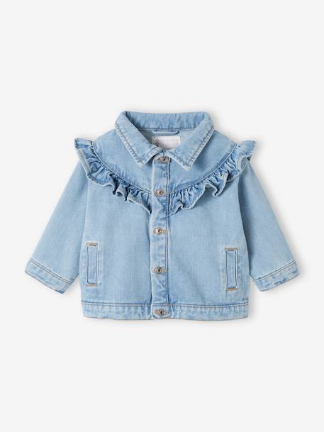 Veste volantée en denim bébé denim bleached 5 - vertbaudet enfant 