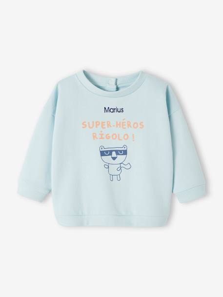 Sweat col rond personnalisable bébé bleu ciel+noix de pécan 6 - vertbaudet enfant 