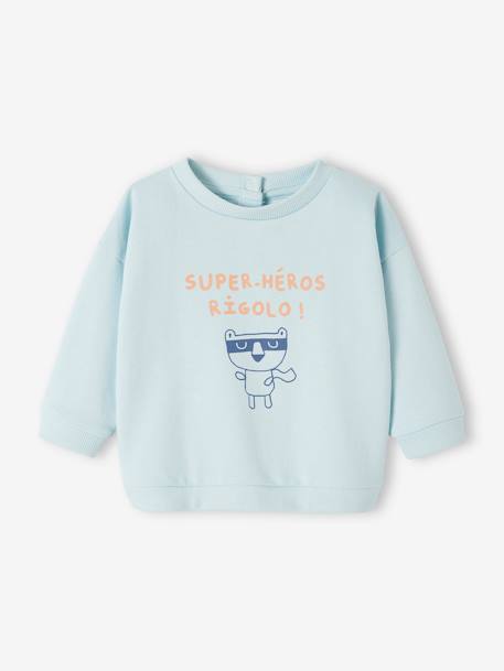 Sweat col rond personnalisable bébé bleu ciel+noix de pécan 1 - vertbaudet enfant 