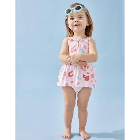 Combinaison de natation anti UV bébé / enfant manches courtes rose imprimé  - Decathlon